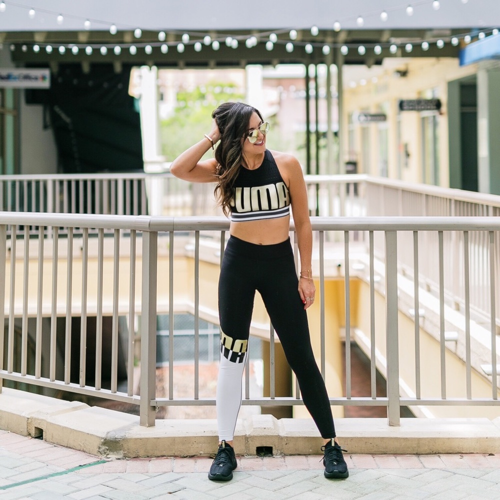 PUMA Black and Gold Mid Impact Sports Bra - NWT